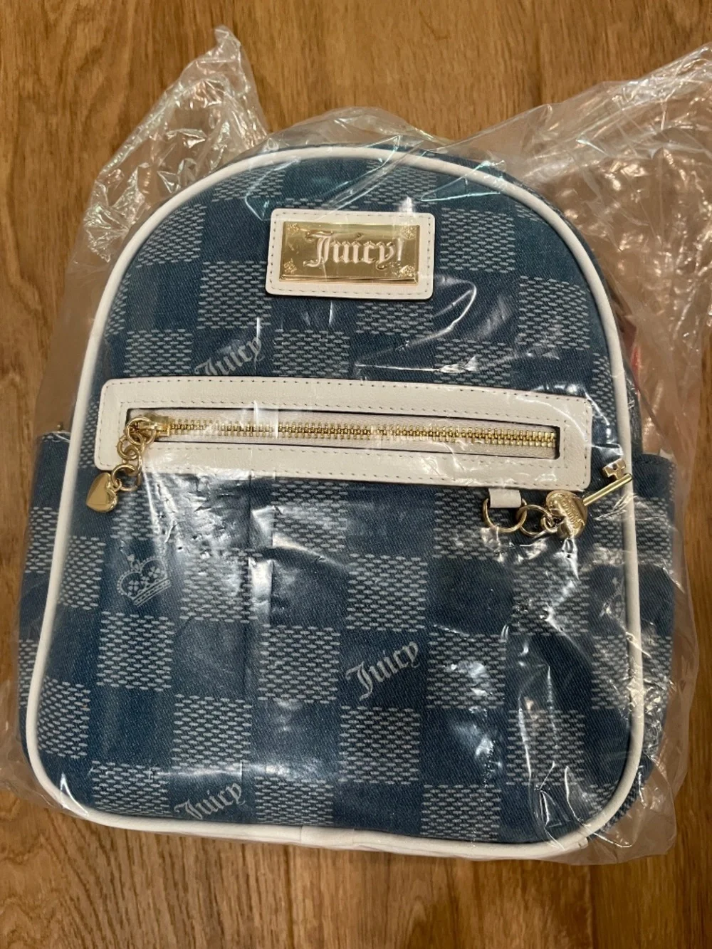 Juicy Couture blue checked backpack NWT
